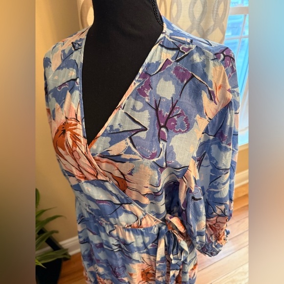 Urban Outfitters Giovanna Floral Wrap Midi Dress Printed Summer Smocked Womens S - Picture 4 of 14